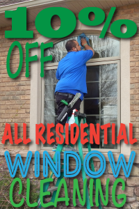 10% off any residential window cleaning in Hanover, York & Gettysburg PA